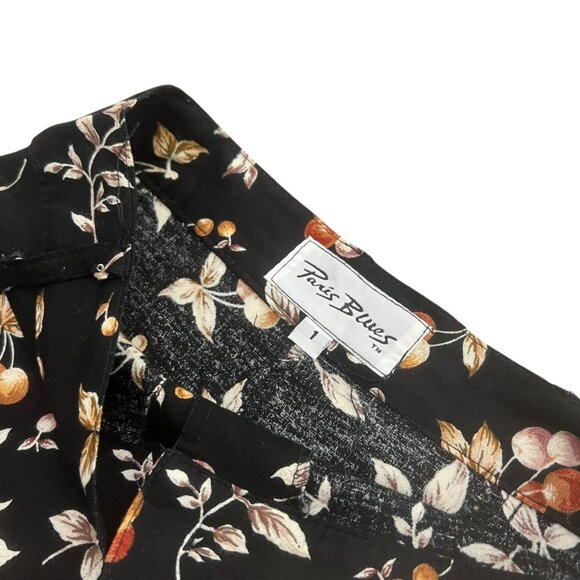 Vintage Floral Button Front Midi Skirt Black Size 00 Whimsygoth Grunge 90s Boho - Picture 5 of 8